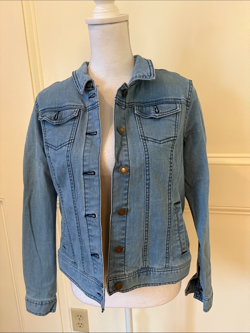 Relativity Light Blue Denim Jacket with Button Front